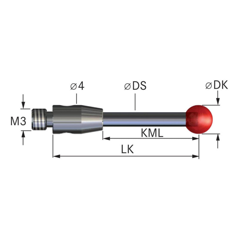 Měřicí dotyky s rubínovou kuličkou a stopkou z tvrdokovu