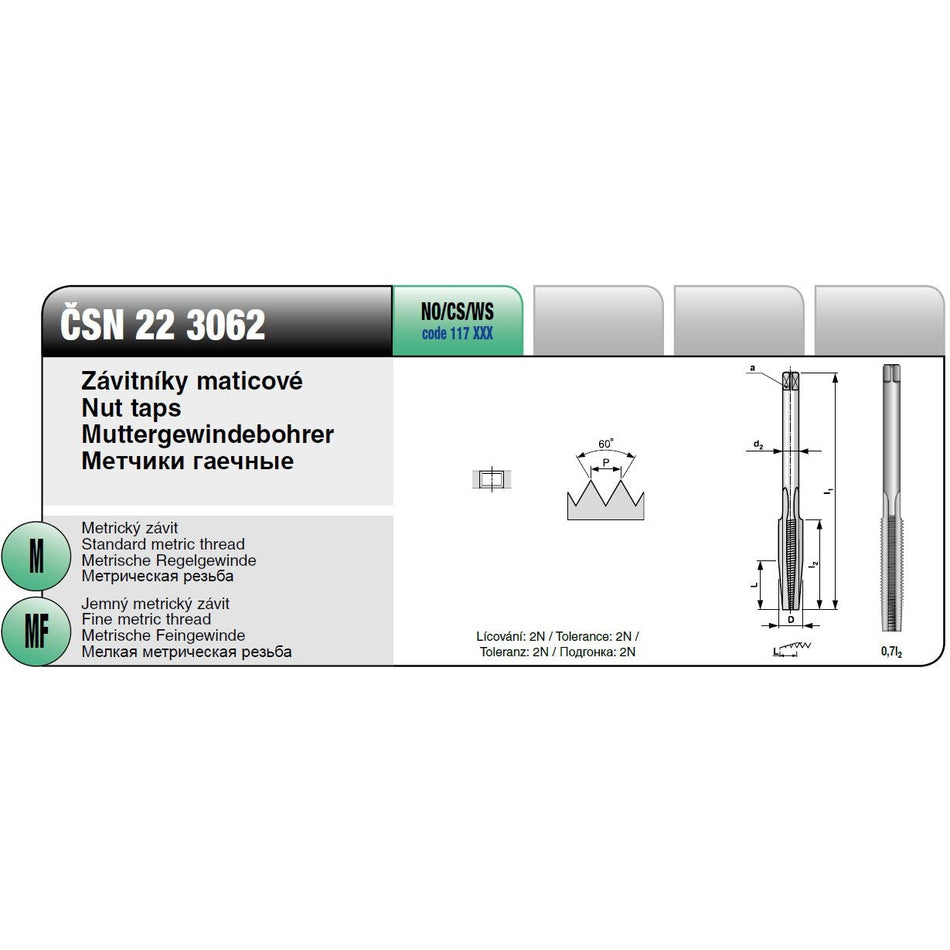 223062 závitníky maticové M-MF NO Narex Bučovice
