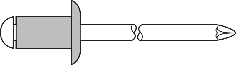 Slepý nýt, standardní typ, s plochou kulatou hlavou