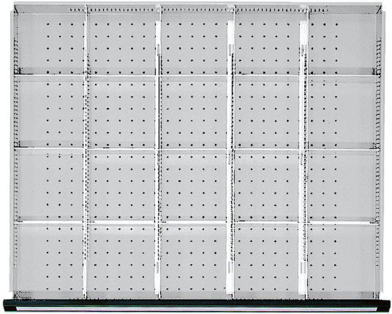 Přihrádkové lišty a přihrádkové dělicí lišty, 20 přihrádek pro zásuvky 750 x 600 mm