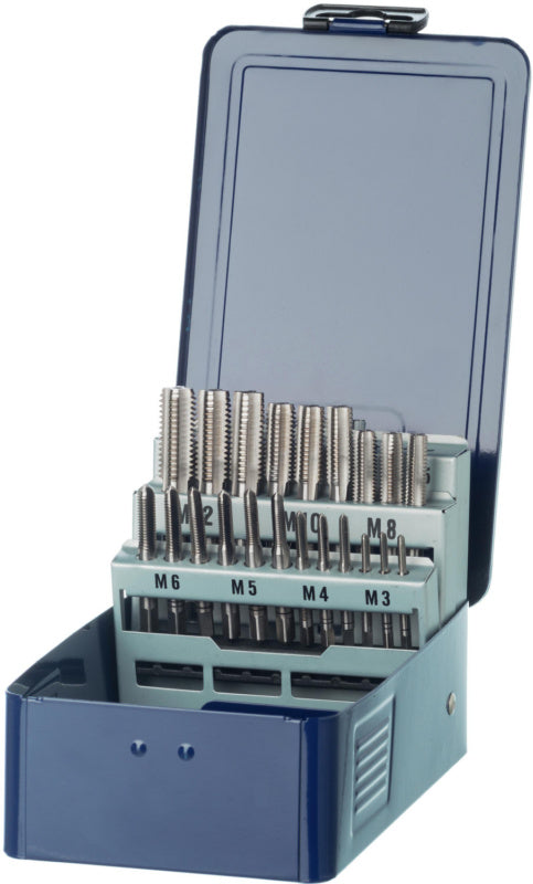 Sada ručních závitníků + jádrová vrtačka HSS M3–M12 v kazetě, průchozí/slepý otvor ≤ 1 x D 352