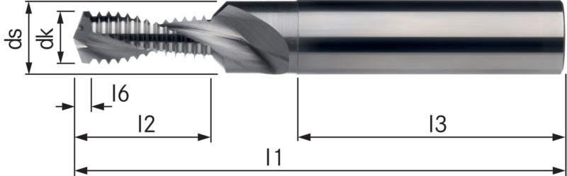 Vrtací závitová fréza se 45° záhlubníkem, slinutý karbid rovná stopka HA