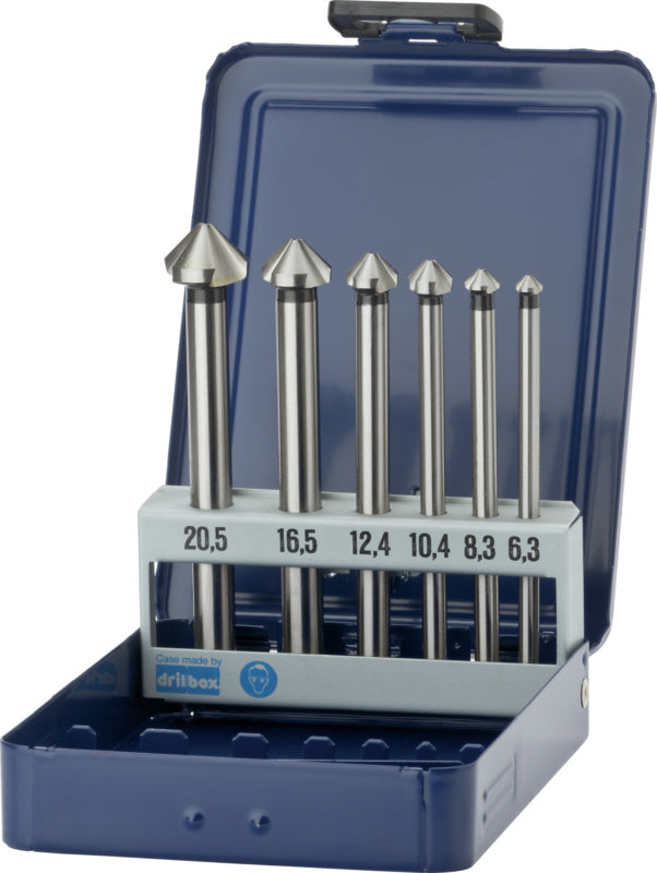 Sada kuželových zahloubení, 90°, HSS, trojitý břit, velmi dlouhá