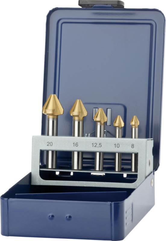 Sada kuželových zahloubení, 60°, HSS-TiN, trojitý břit