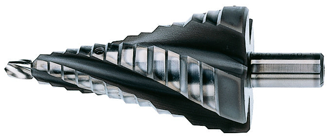 Stupňovitý vrták, HSS, bez povrchové úpravy, se spirálovou drážkou a výměnným bitem