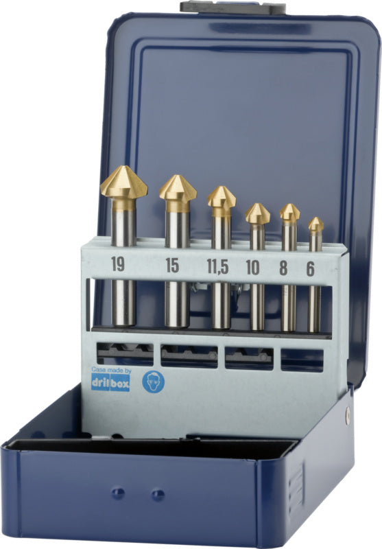 Sada kuželových zahloubení, 90°, HSS-TiN, trojitý břit