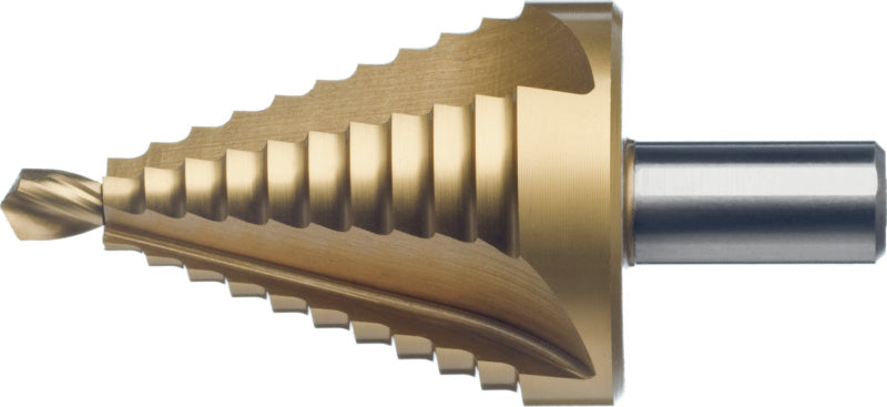 Stupňovitý vrták, HSS TiN, s přímou drážkou a výměnným bitem