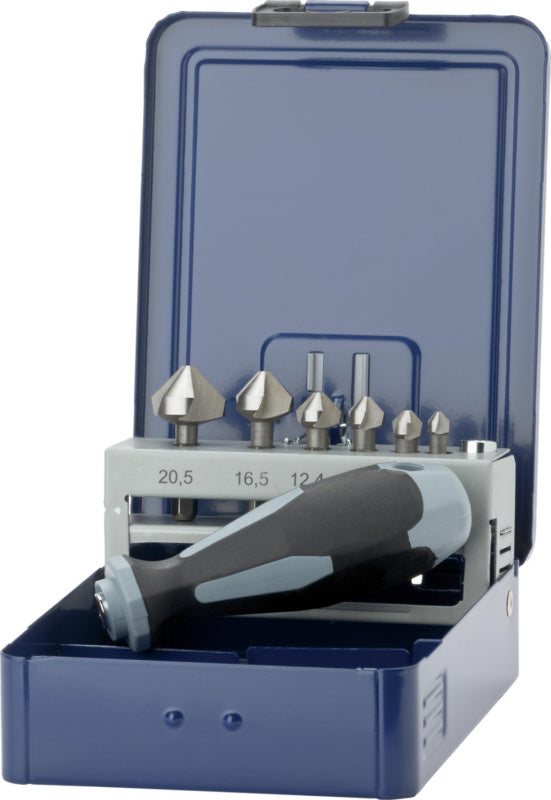 Sada kuželových záhlubníků, 90°, HSS, s držákem bitů