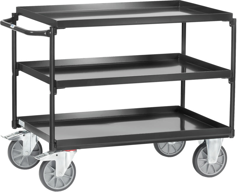 Stolový vozík se 3 ložnými plochami z ocelového plechu