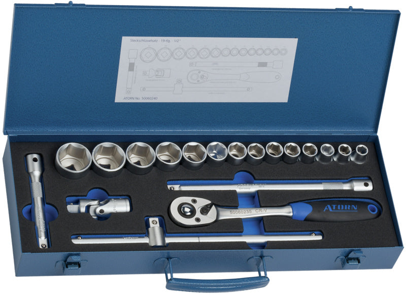 Nástrčný klíč, sada 19 ks