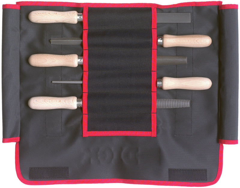 Sada 5 ks dílenských pilníků a rašplí, v textilním sáčku