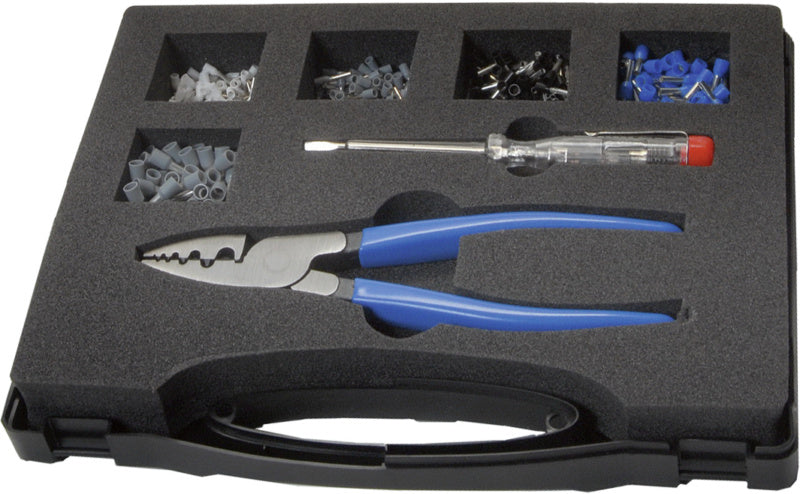 Sortiment koncových dutinek s krimpovacím nástrojem