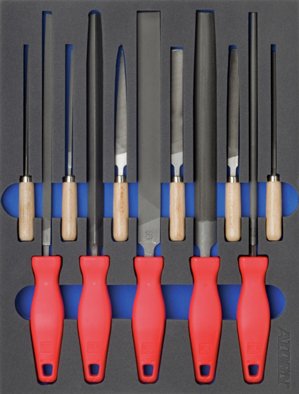 Vložka z tvrdé pěny s nářadím, sada pilníků