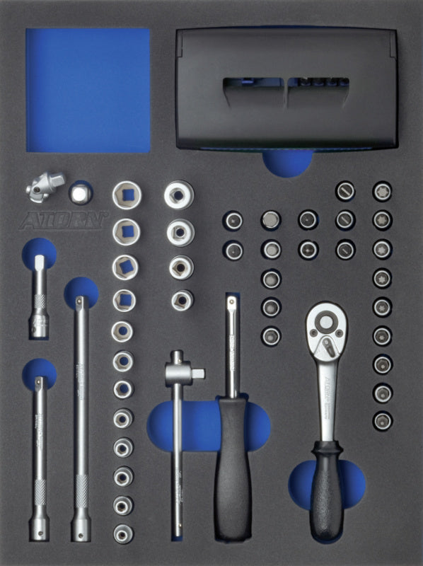 Vložka z tvrdé pěny s nářadím, sada nástrčných klíčů 1/4"