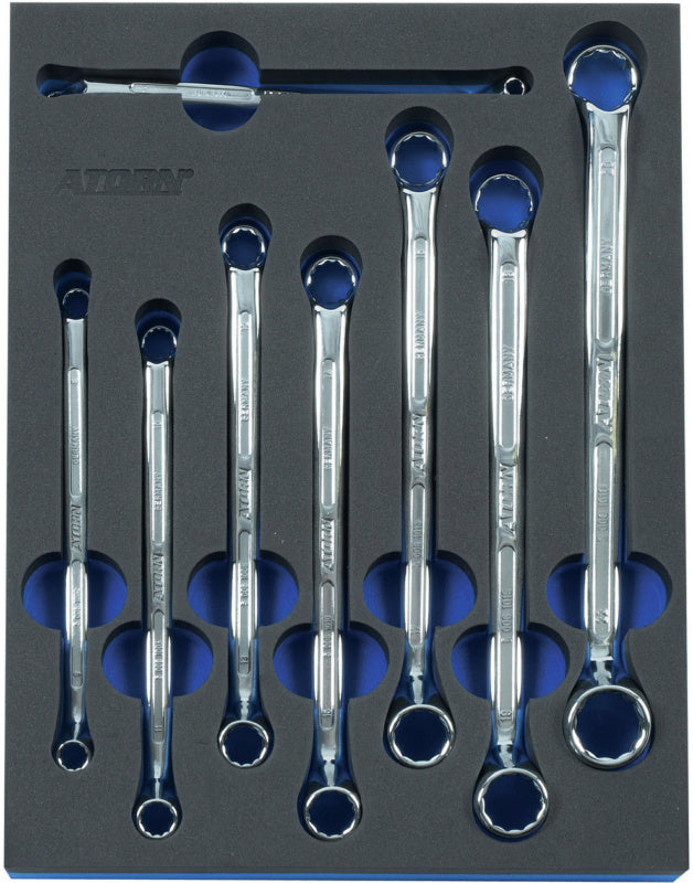 Vložka z tvrdé pěny s nářadím, sada oboustranných očkových maticových klíčů