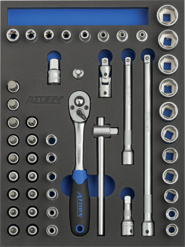 Vložka z tvrdé pěny s nářadím, sada nástrčných klíčů 3/8"