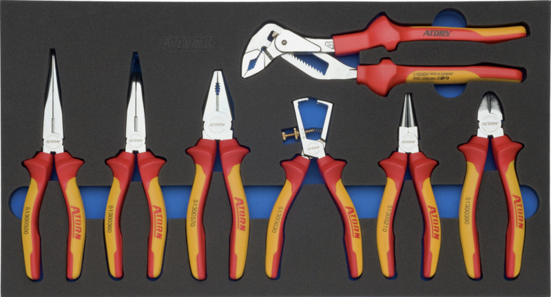 Vložka z tvrdé pěny s nářadím, sada kleští VDE