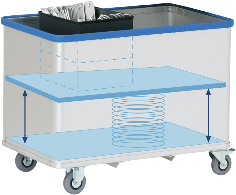 Hliníkový skříňový vozík s pružinovým dnem