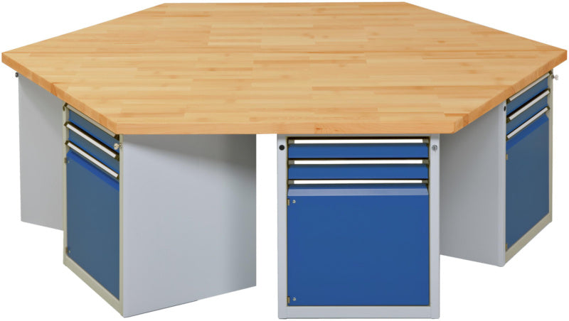 Skupinový dílenský stůl, řada VG, šestihran