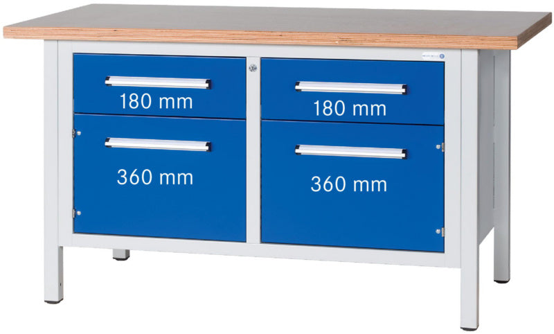 Dílenský stůl se skříňkou, řada L 1500