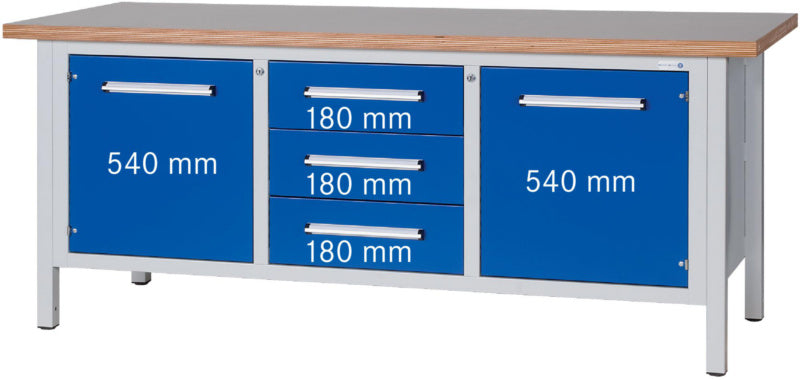 Dílenský stůl se skříňkou, řada L 2000