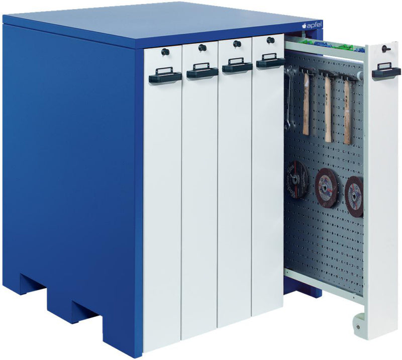 Vertikální skříně se stěnami z děrovaného plechu