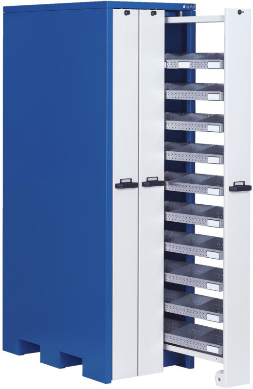 Vertikální skříně s vanami na sypké materiály