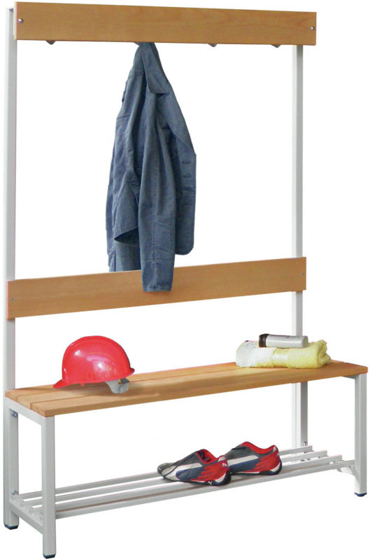 Šatnová lavička s opěradlem a háčky na šatstvo