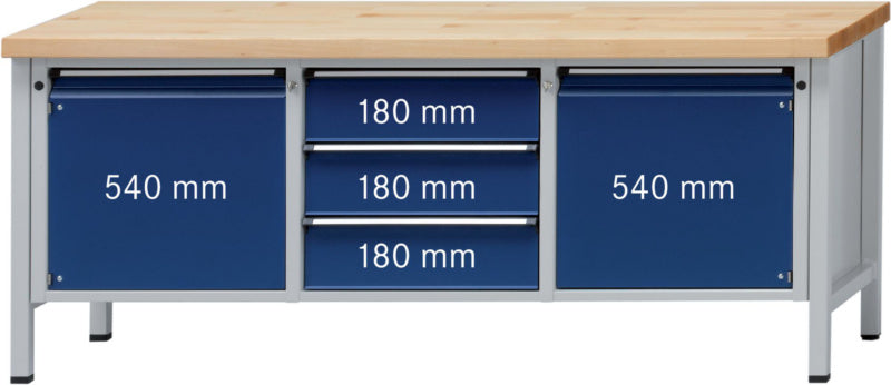 Dílenský stůl se skříňkou, řada V 2000