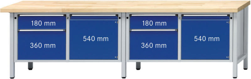 Dílenský stůl se skříňkou, řada V 2800