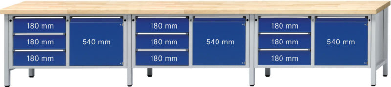 Dílenský stůl se skříňkou, řada V 4050