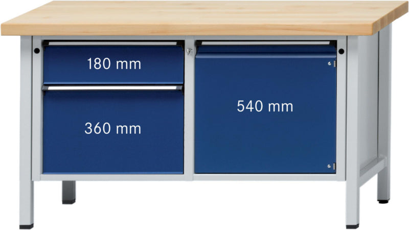 Dílenský stůl se skříňkou, řada V 1500