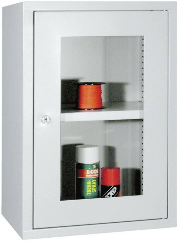 Závěsná skříň na stěnu s 1 dveřmi s průhledem