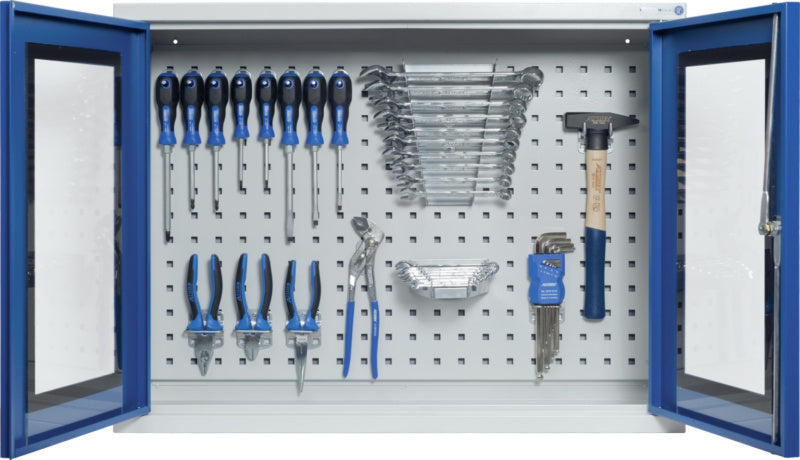 Závěsná skříň na stěnu s 2 dveřmi s průhledem