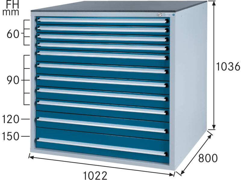 Systém zásuvkových skříní 800 B s 11 zásuvkami SOFT-CLOSE