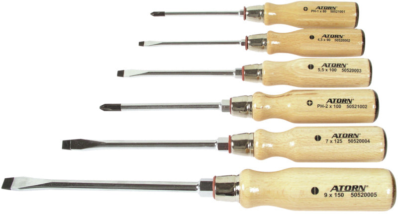 Sada šroubováků s dřevenou rukojetí, 6 ks