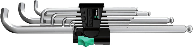 Sada úhlových šestihranných šroubováků s kulovou hlavou, 100° ohyb, 9 ks