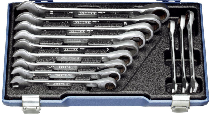 Sada otevřených klíčů s očkovou ráčnou