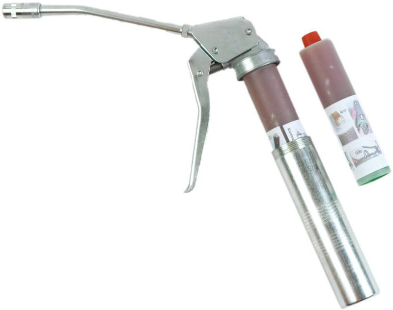 Jednoruční mazací lis se šroubovacím zásobníkem a pákou