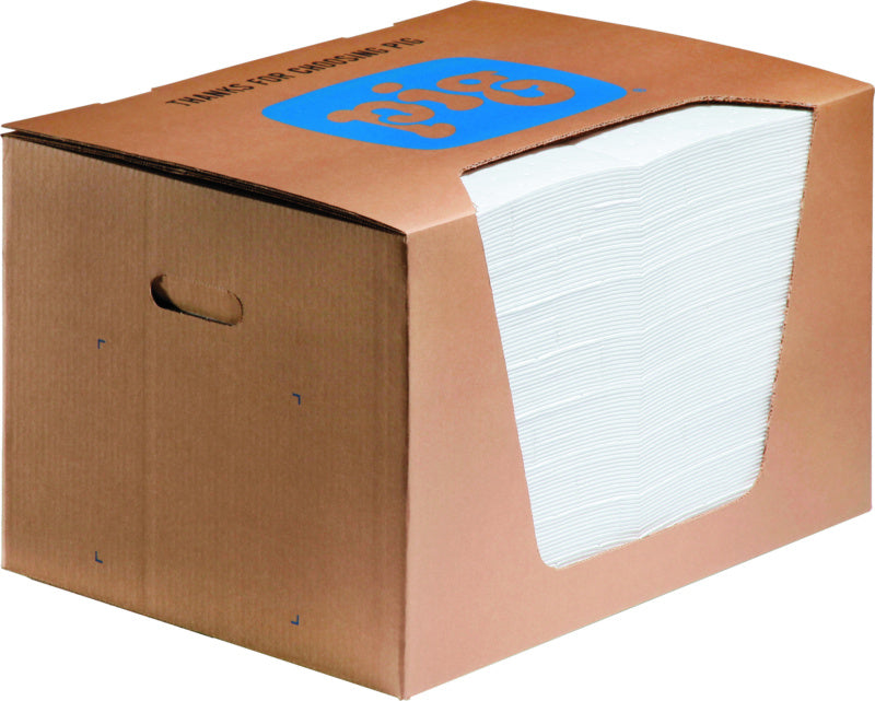 Absorpční rohože Oil-only (Pouze olej), bílá, v krabici s dávkovačem