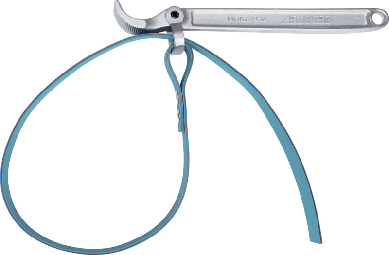 Pásový klíč – ocelová páka se závěsem a textilní pás