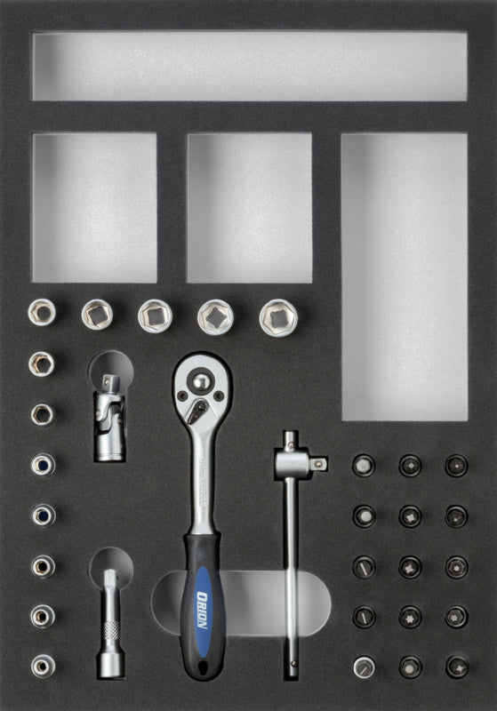 vložka z tvrdé pěny s nářadím, sada nástrčných klíčů 1/4"