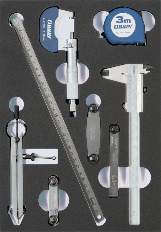 vložka z tvrdé pěny s nářadím, sada měřicích zařízení