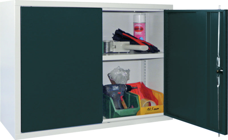 Závěsná skříň na stěnu se 2 plnými plechovými dveřmi