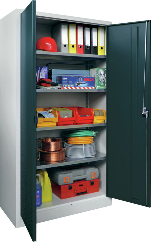 Skříň s dvoukřídlými plnými plechovými dveřmi, šířka 1200 mm