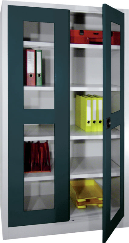 Skříň s dvoukřídlými dveřmi s průhledem, šířka 1200 mm