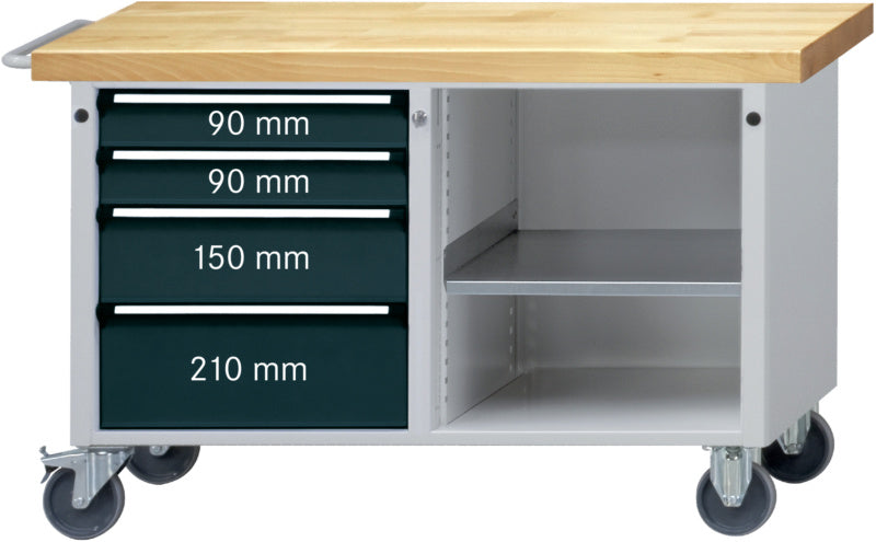 Dílenský stůl na kolečkách, pracovní výška 790 mm
