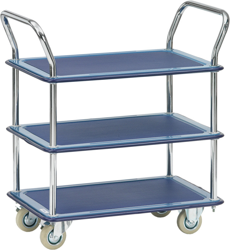 Servírovací vozík se 3 ložnými plochami z ocelového plechu