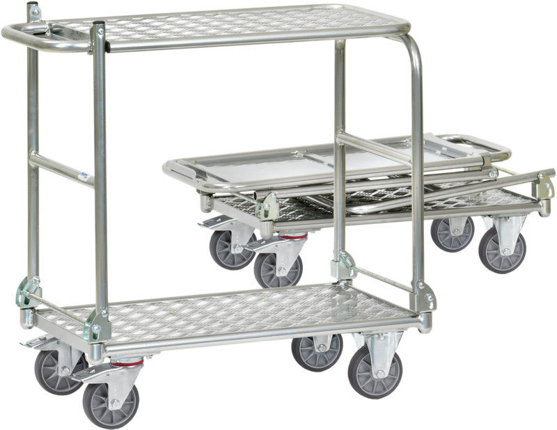Stolový vozík se 2 ložnými plochami z hliníku
