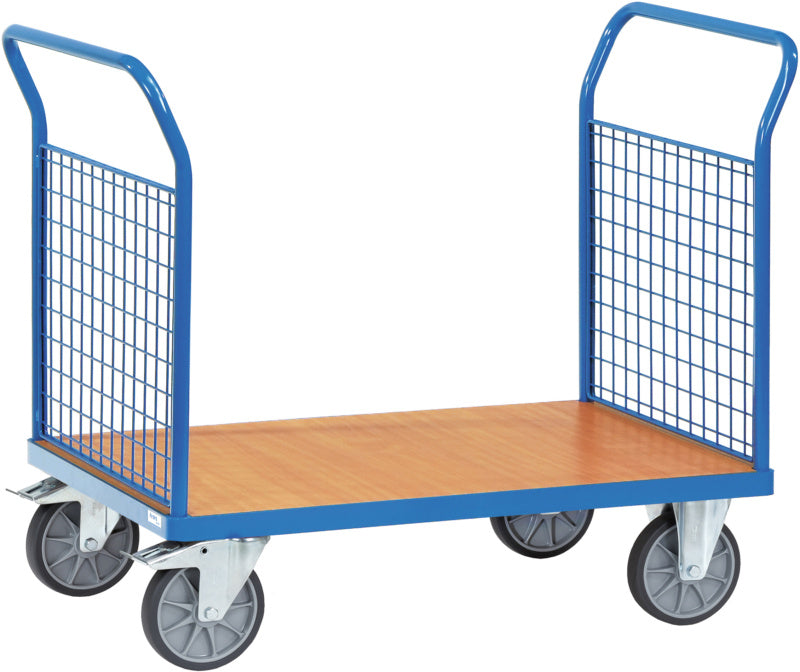Plošinový vozík se 2 drátěnými čelními stěnami